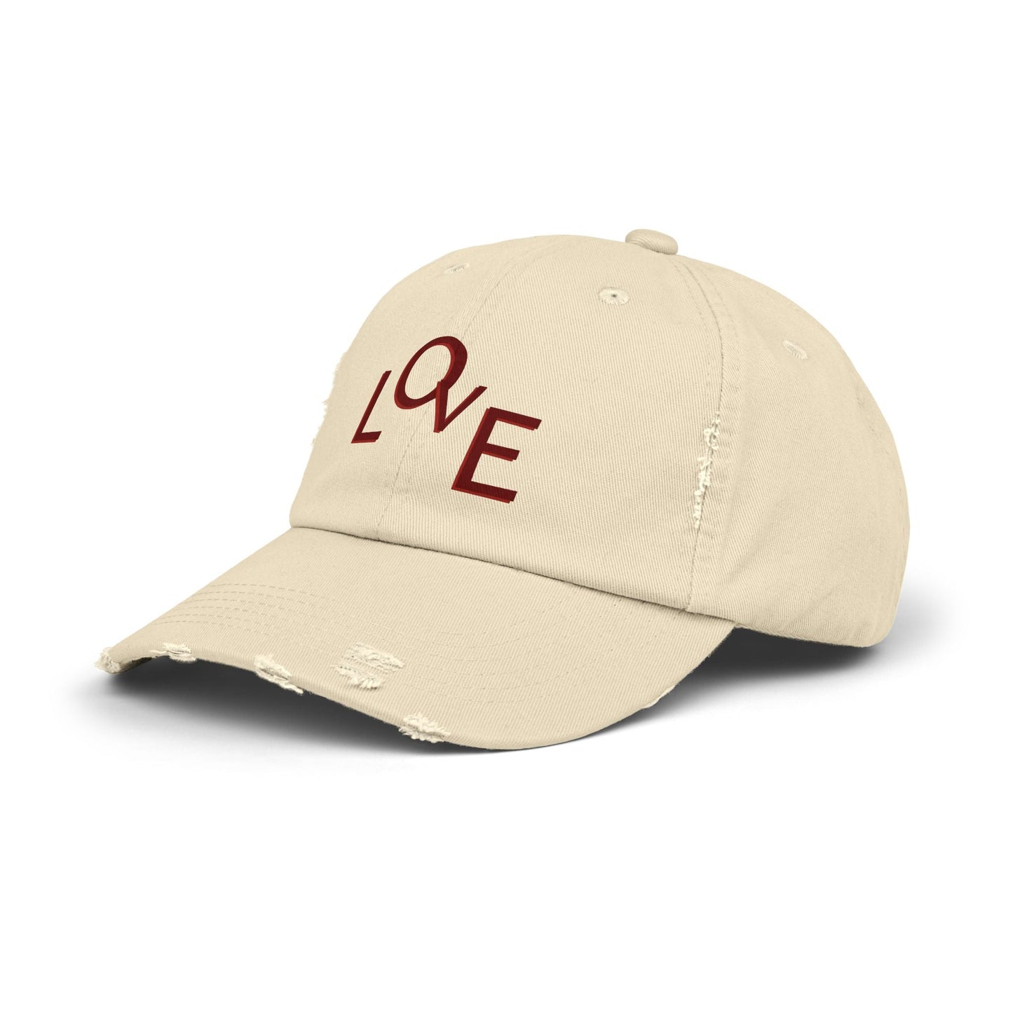 Hat Unisex Distressed Cap Love by Mariu del Campo. - Mariu del Campo