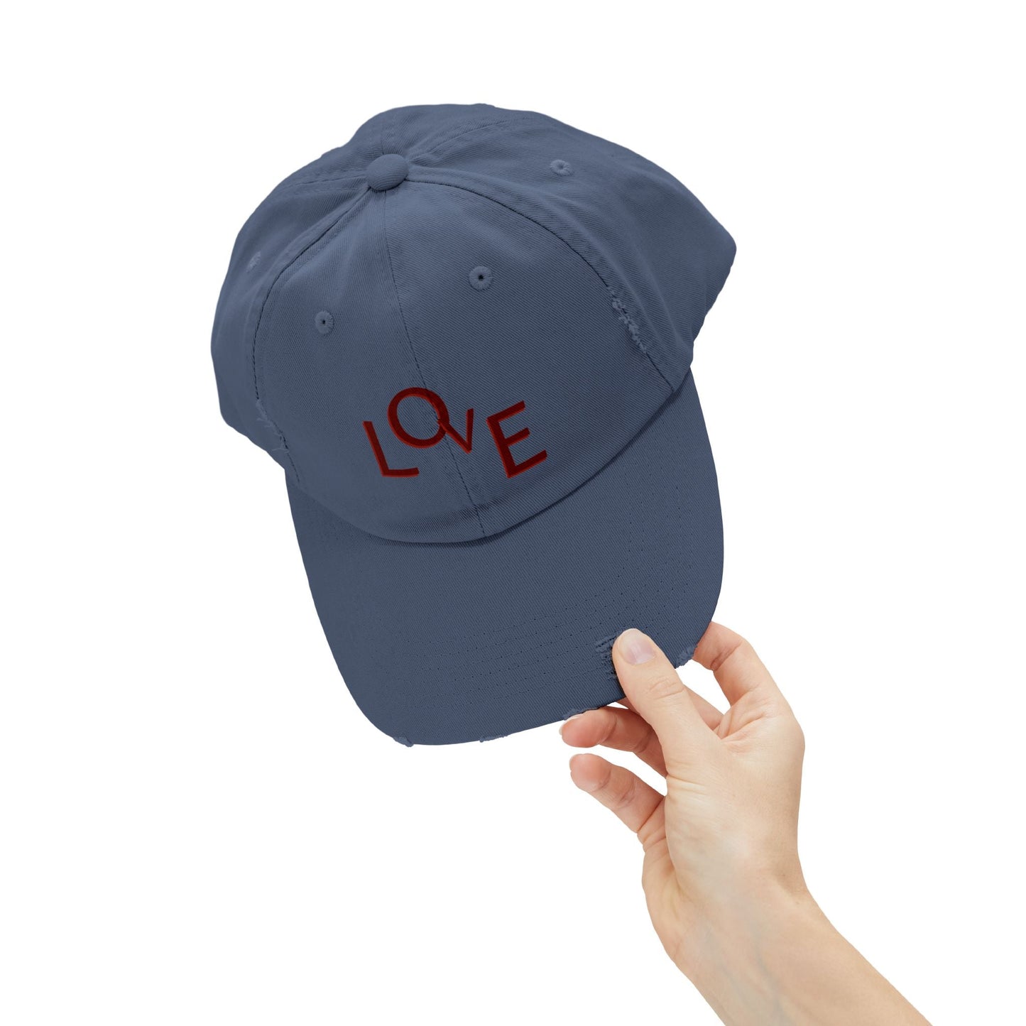 Hat Unisex Distressed Cap Love by Mariu del Campo. - Mariu del Campo