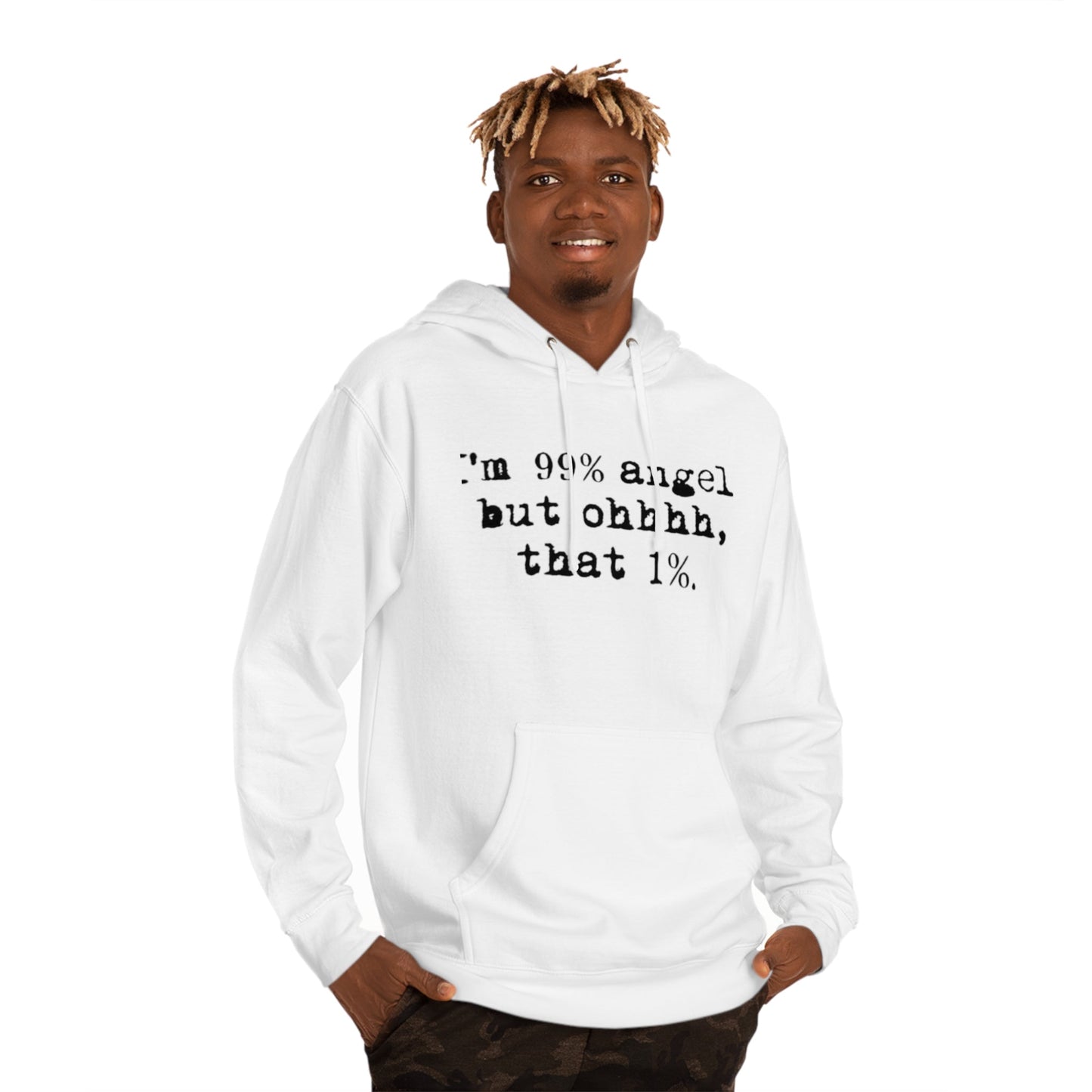 Hooded Sweatshirt Unisex 99% angel by Mariu del Campo. - Mariu del Campo
