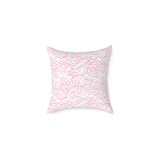 Pillow Square Poly Canvas pink zebra by Mariu del Campo. - Mariu del Campo
