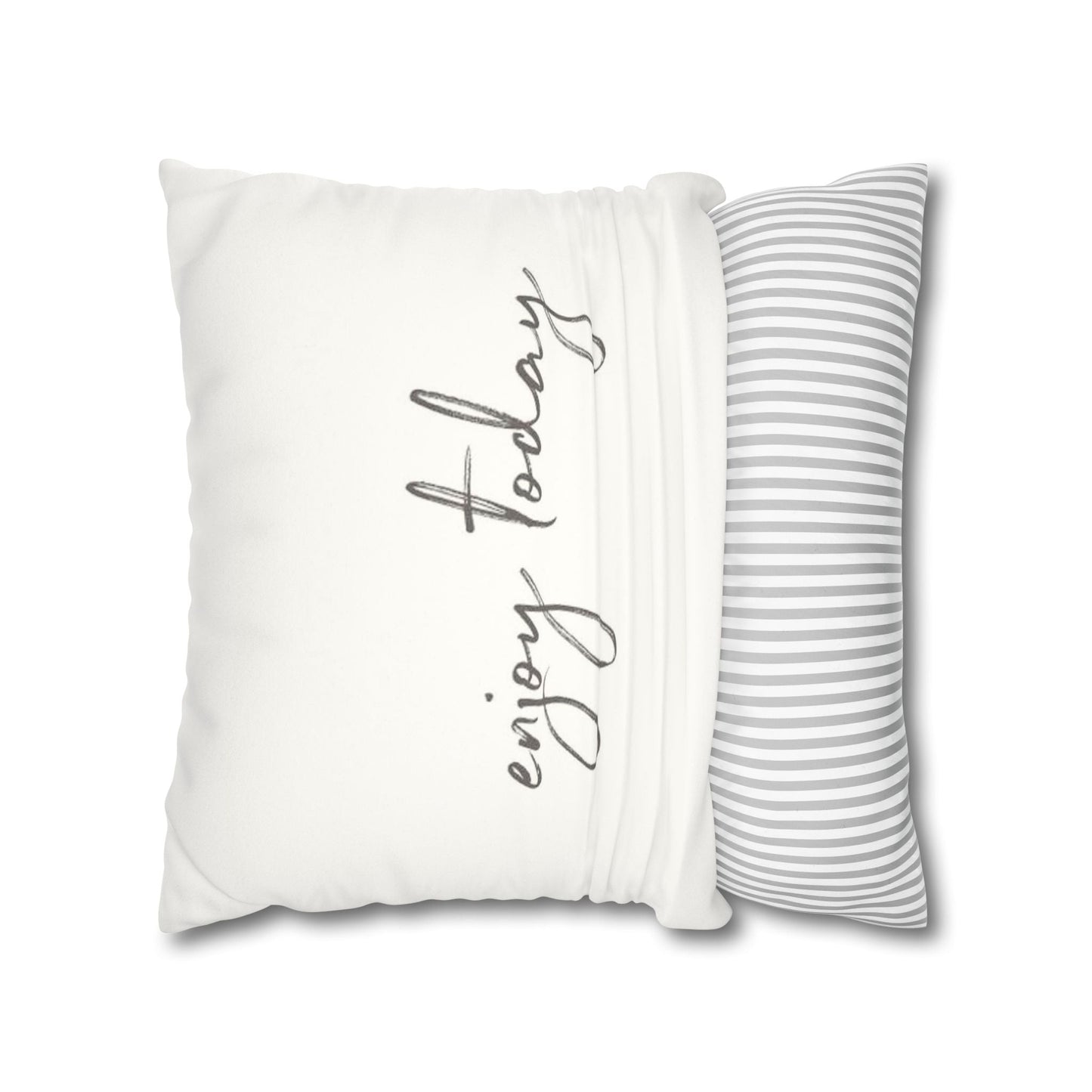 Pillowcase Faux Suede Square Enjoy Today by Mariu del Campo. - Mariu del Campo