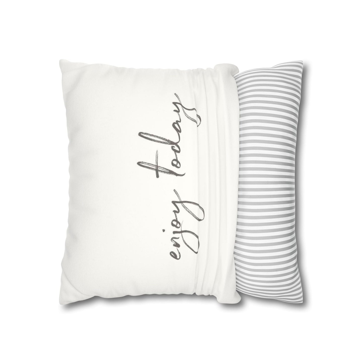 Pillowcase Faux Suede Square Enjoy Today by Mariu del Campo. - Mariu del Campo