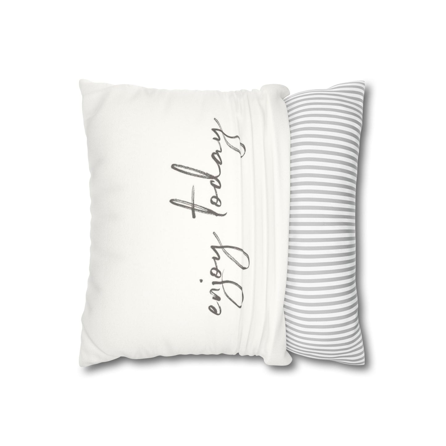 Pillowcase Faux Suede Square Enjoy Today by Mariu del Campo. - Mariu del Campo