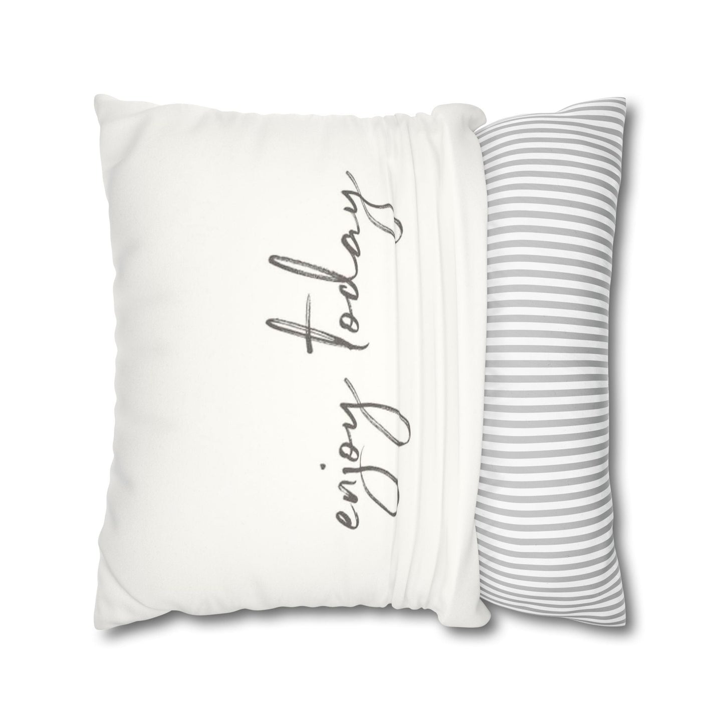 Pillowcase Faux Suede Square Enjoy Today by Mariu del Campo. - Mariu del Campo
