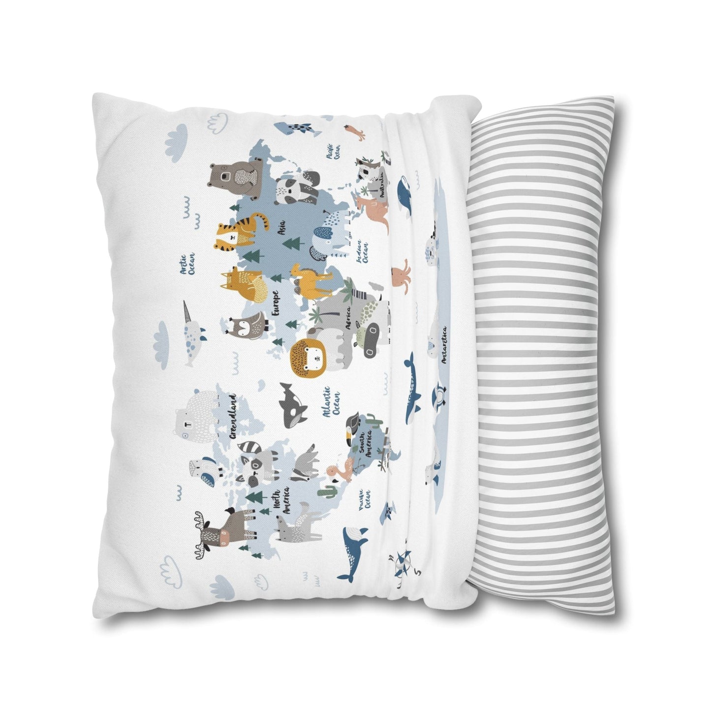 Pillowcase Spun Polyester Square animal world by Mariu del Campo. - Mariu del Campo