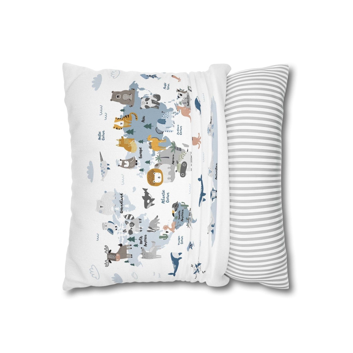 Pillowcase Spun Polyester Square animal world by Mariu del Campo. - Mariu del Campo