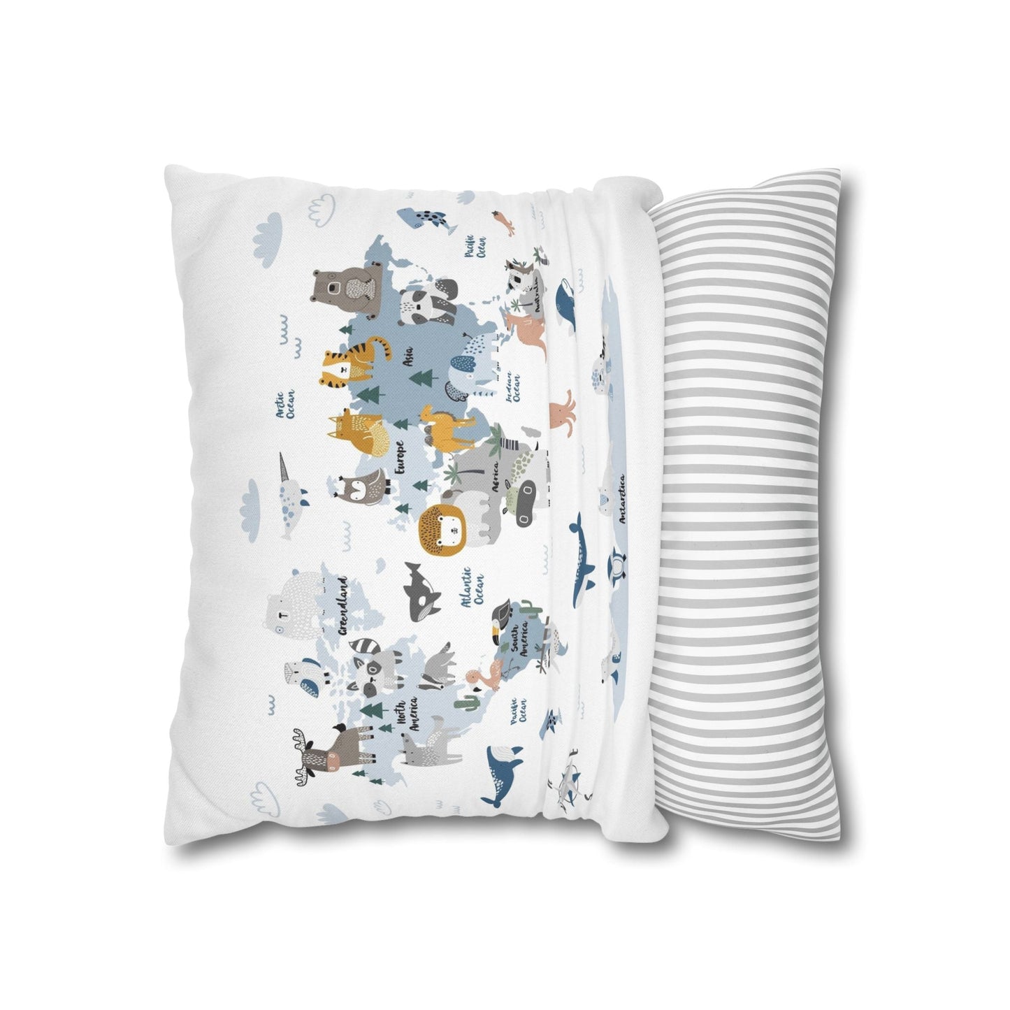 Pillowcase Spun Polyester Square animal world by Mariu del Campo. - Mariu del Campo