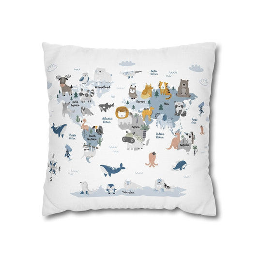 Pillowcase Spun Polyester Square animal world by Mariu del Campo. - Mariu del Campo