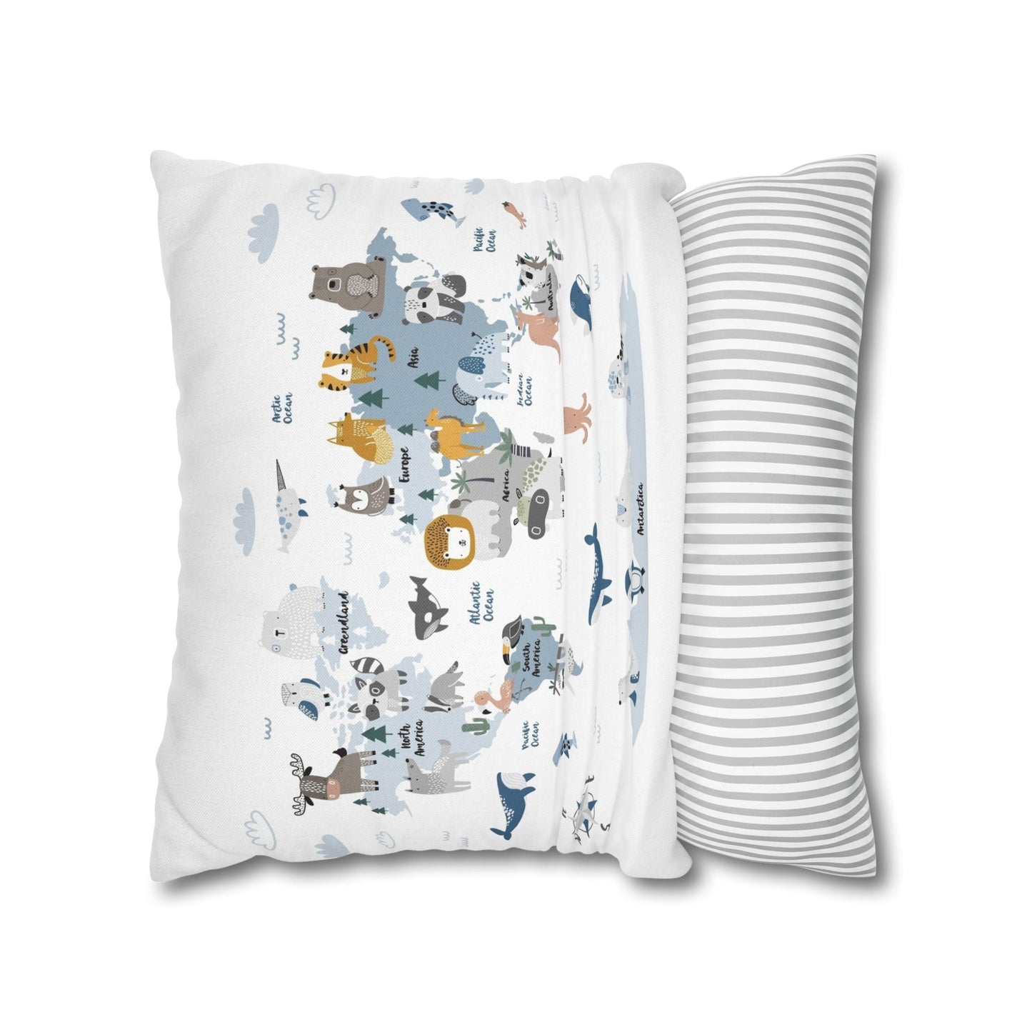 Pillowcase Spun Polyester Square animal world by Mariu del Campo. - Mariu del Campo
