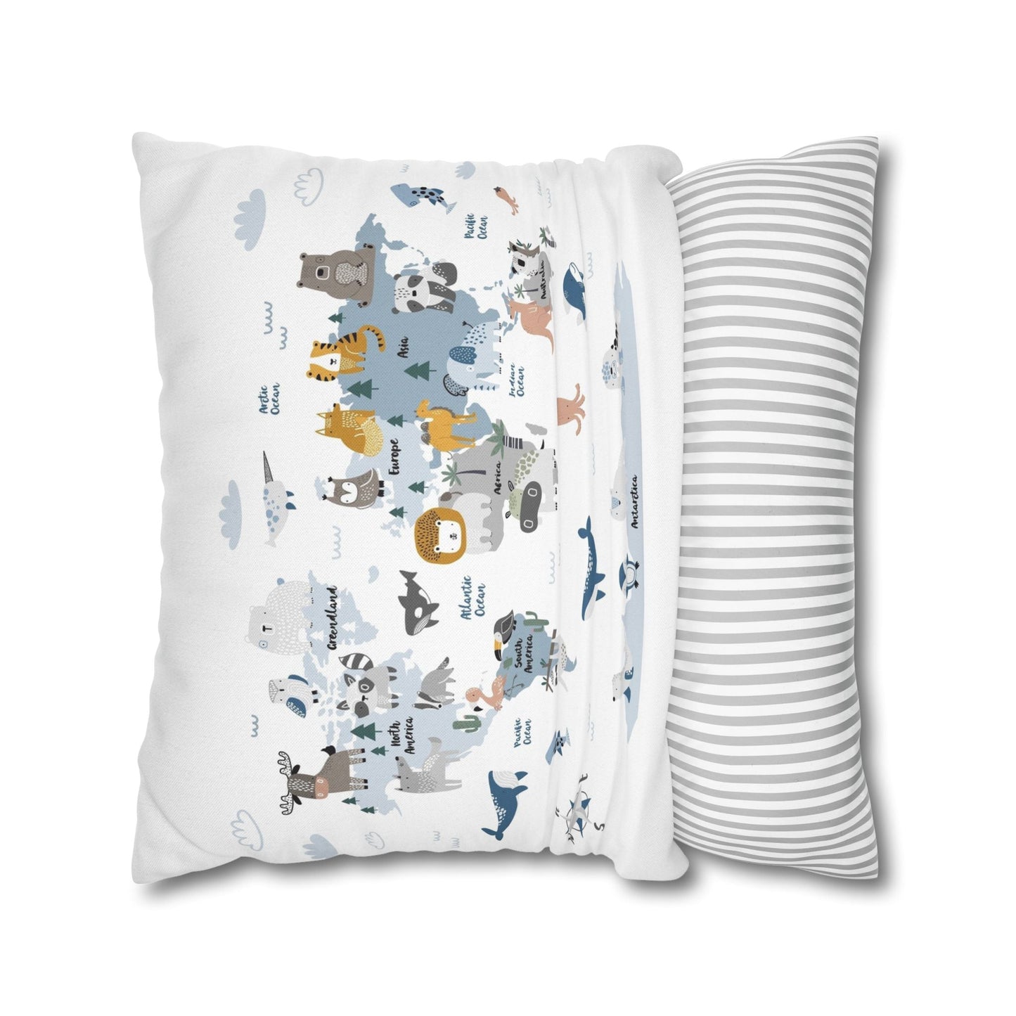 Pillowcase Spun Polyester Square animal world by Mariu del Campo. - Mariu del Campo