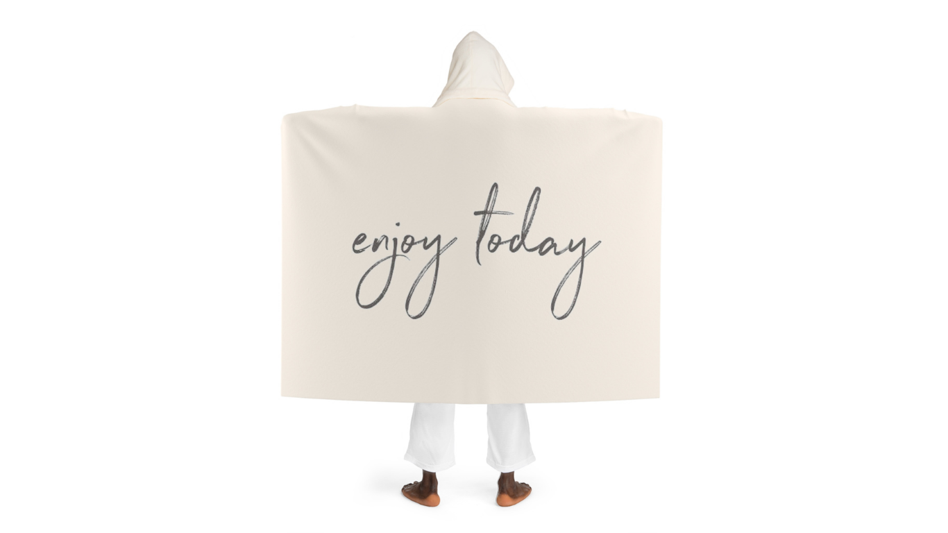 By Mariu del Campo — Hooded Sherpa Fleece Blanket Enjoy Today