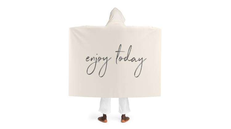 By Mariu del Campo — Hooded Sherpa Fleece Blanket Enjoy Today