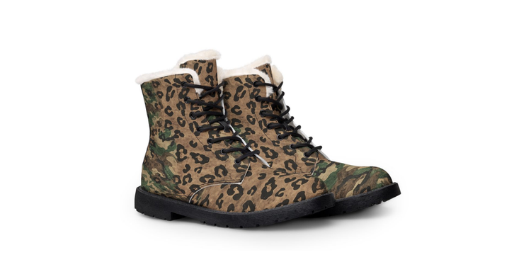 Leather Boots Leopard Camo by Mariu del Campo — black sole EU35 front view