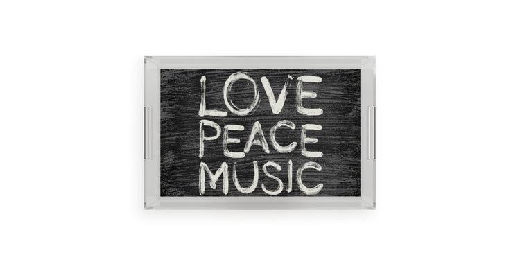 Serving Tray Acrylic Love Peace Music by Mariu del Campo — 11x17 clear front view