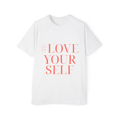 T-Shirt #LoveYourSelf Men's Raglan by Mariu del Campo.