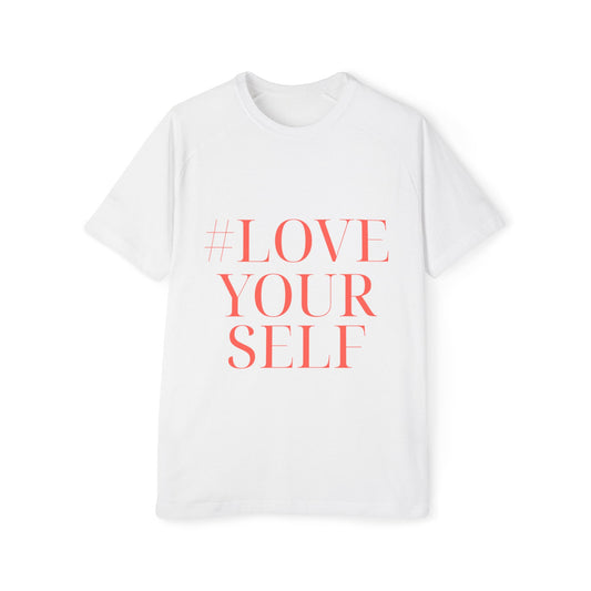 T-Shirt #LoveYourSelf Men's Raglan by Mariu del Campo.