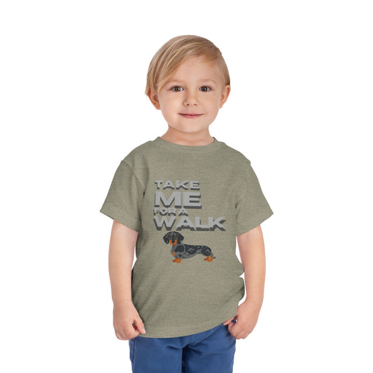 T-Shirt Toddler Short Sleeve Dachshund by Mariu del Campo — white 2T front view