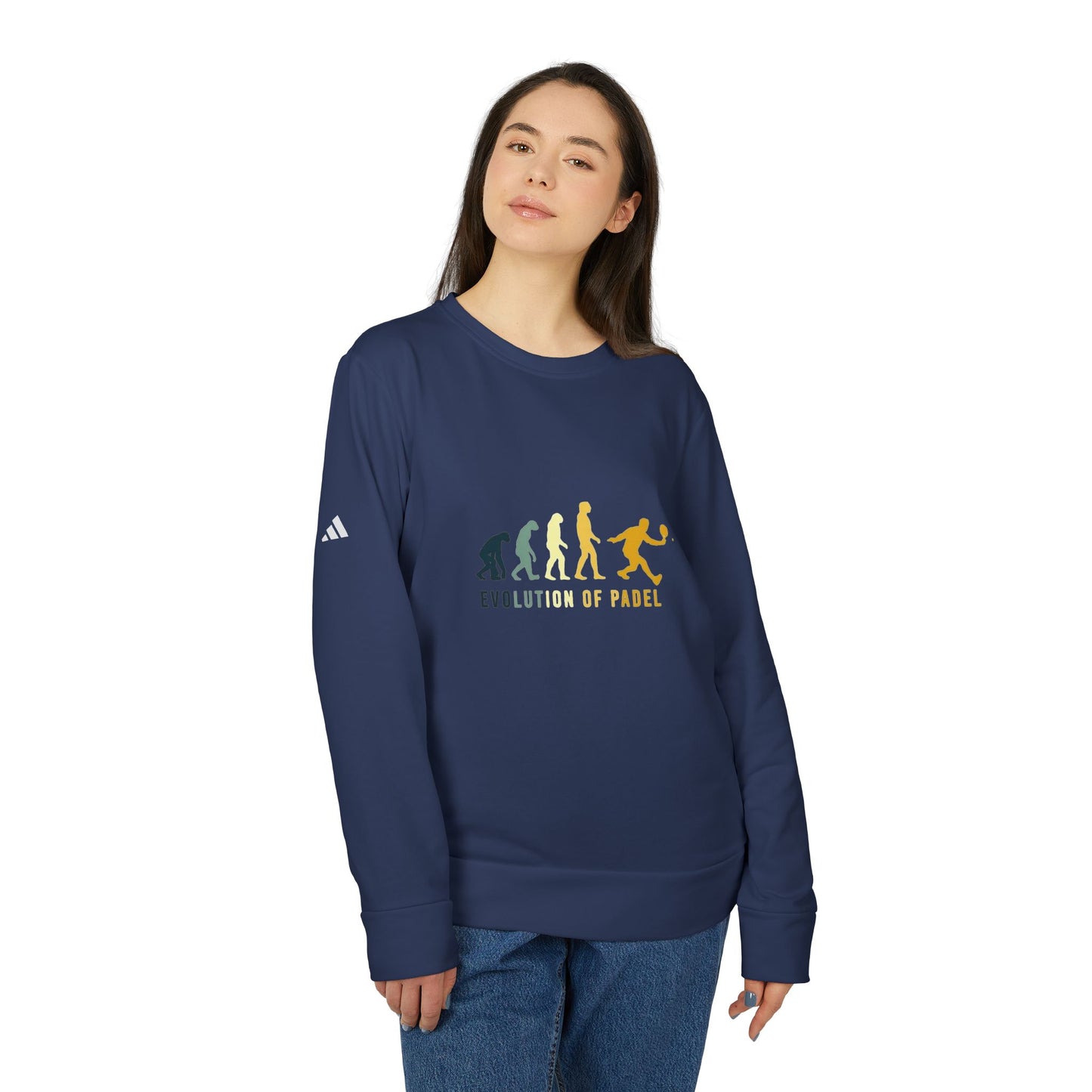 adidas® Unisex Fleece Crewneck Evolution of Padel — by Mariu del Campo