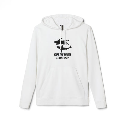 adidas® Unisex Fleece Hoodie Ride the Waves Fearlessly — by Mariu del Campo