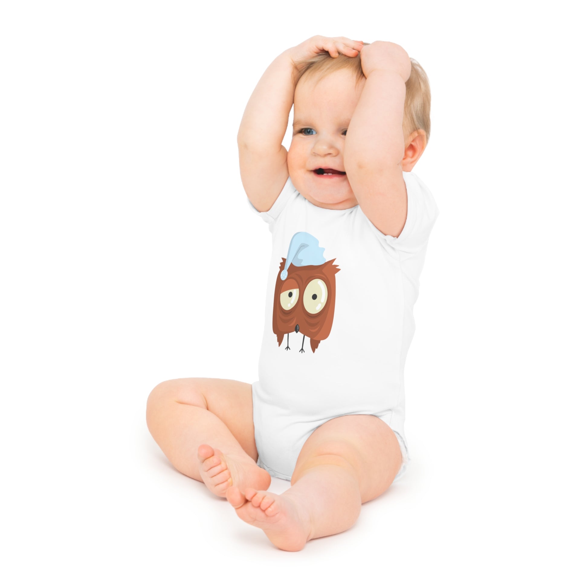 Baby Bodysuit Unisex Short Sleeve Buo by Mariu del Campo — front view NB size