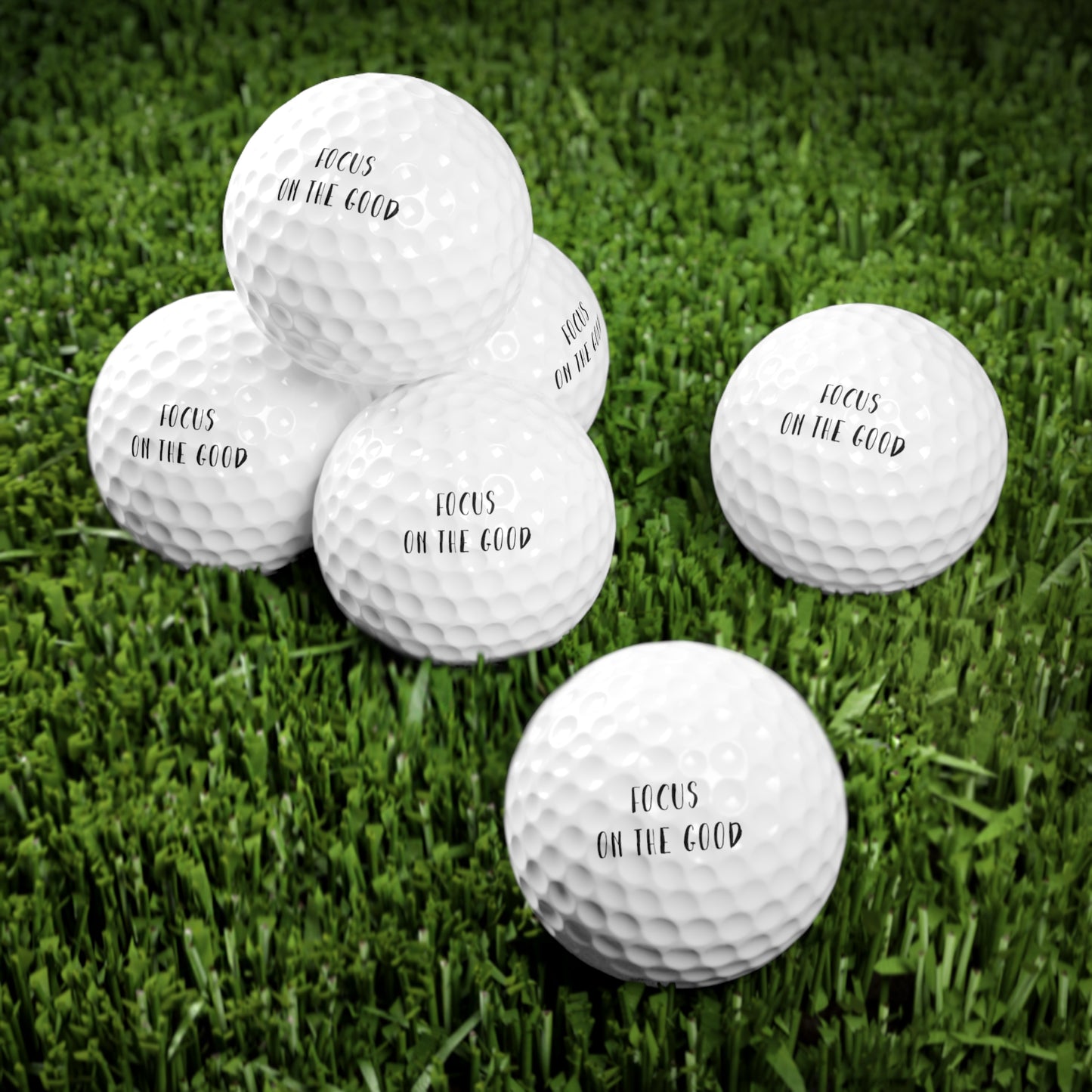 Golf Balls, 6pcs Focus on the Good by Mariu del Campo.