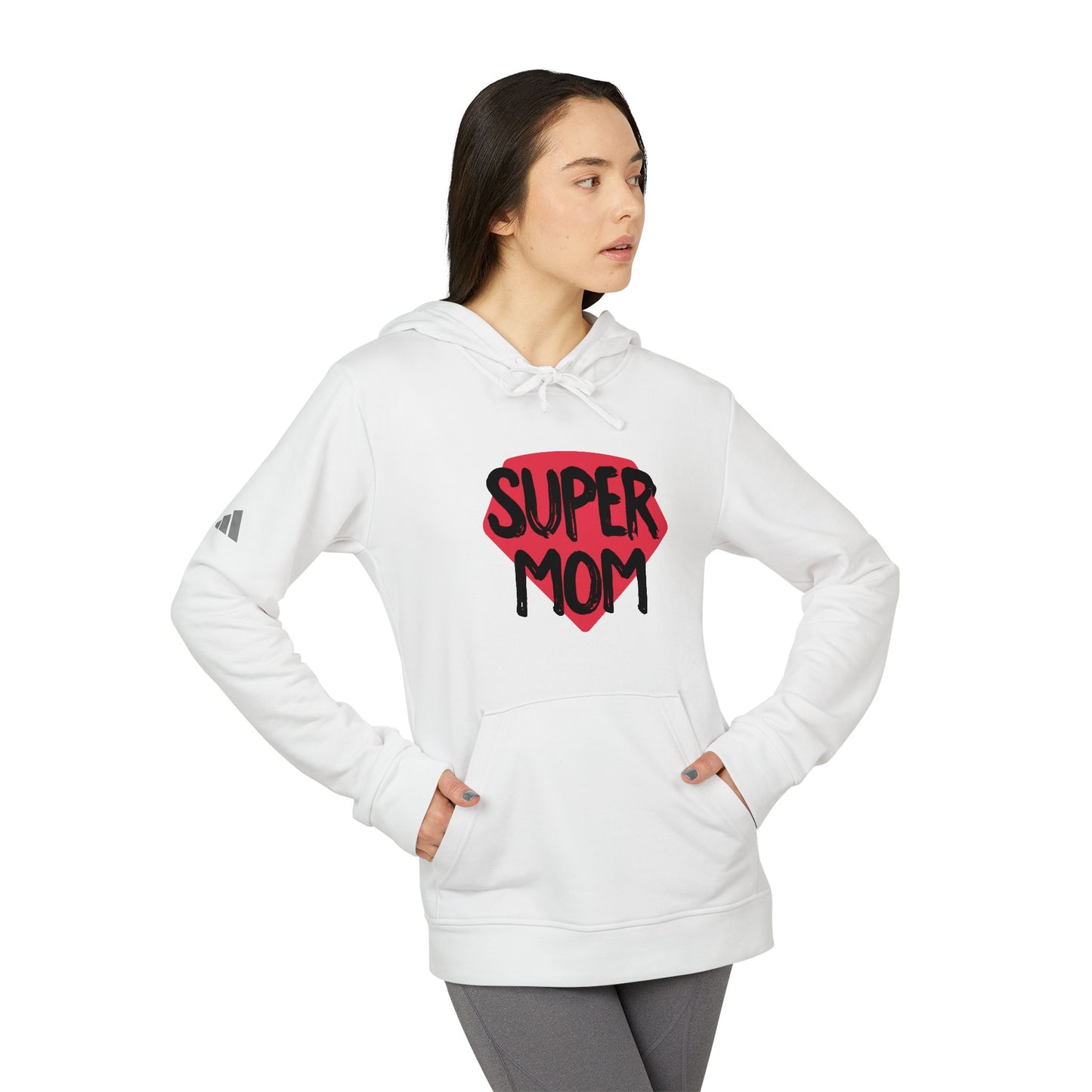 adidas® Unisex Fleece Hoodie Super Mom by Mariu del Campo.