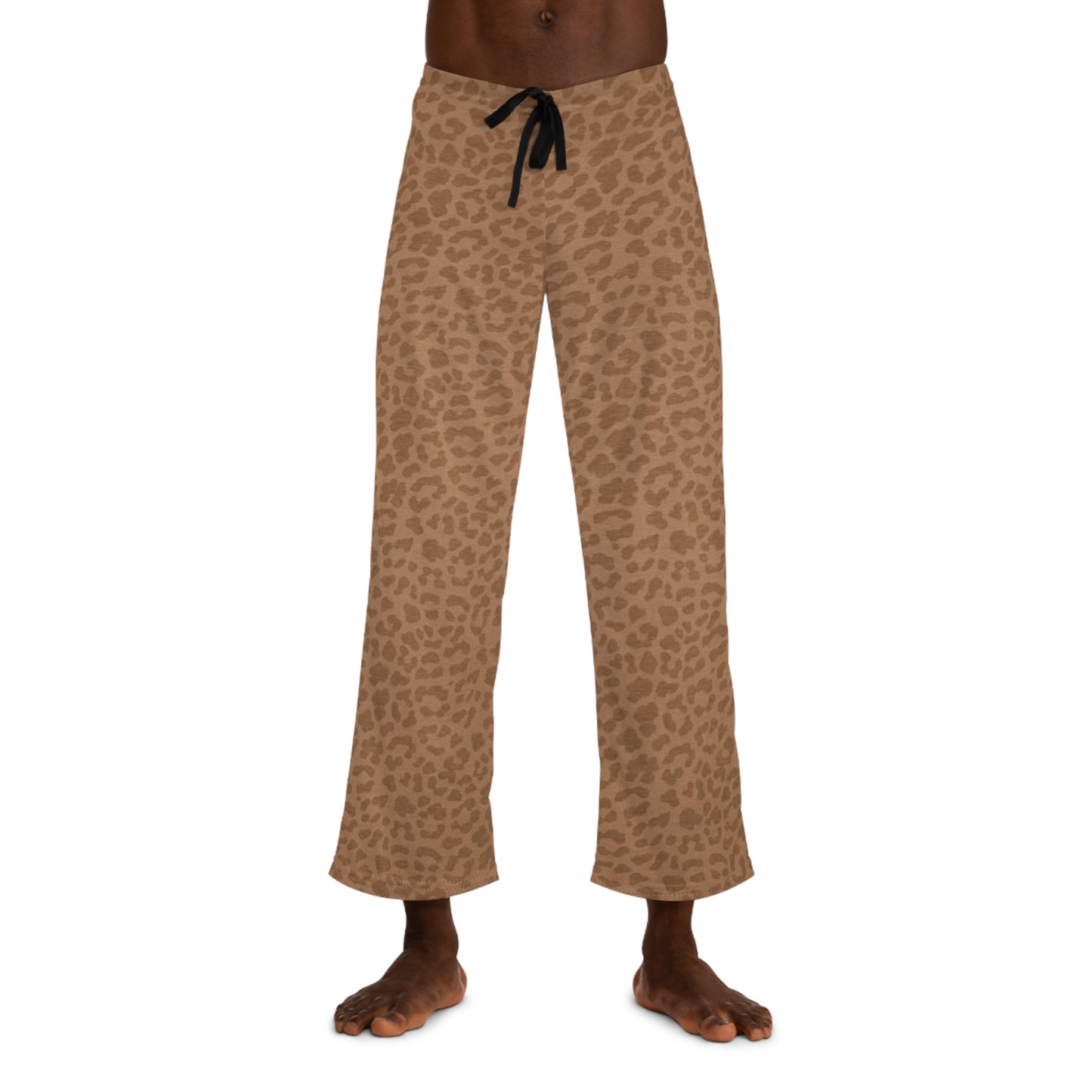 Pajama Men's Pants Brown Leopard by Mariu del Campo — front view relaxed fit