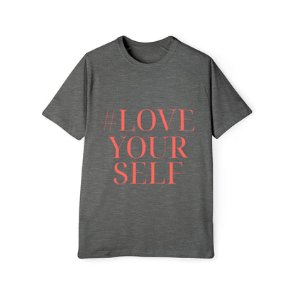 T-Shirt #LoveYourSelf Men's Raglan by Mariu del Campo.