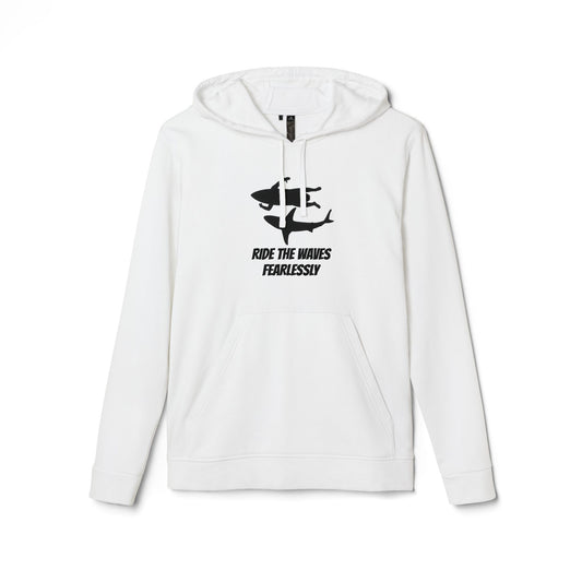 adidas® Unisex Fleece Hoodie Ride the Waves Fearlessly by Mariu del Campo.