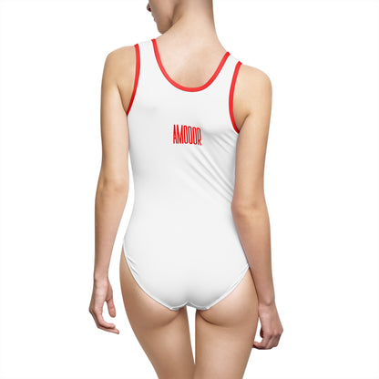 Swimsuit Women's One-Piece with Bold Red AMOOOR by Mariu del Campo.