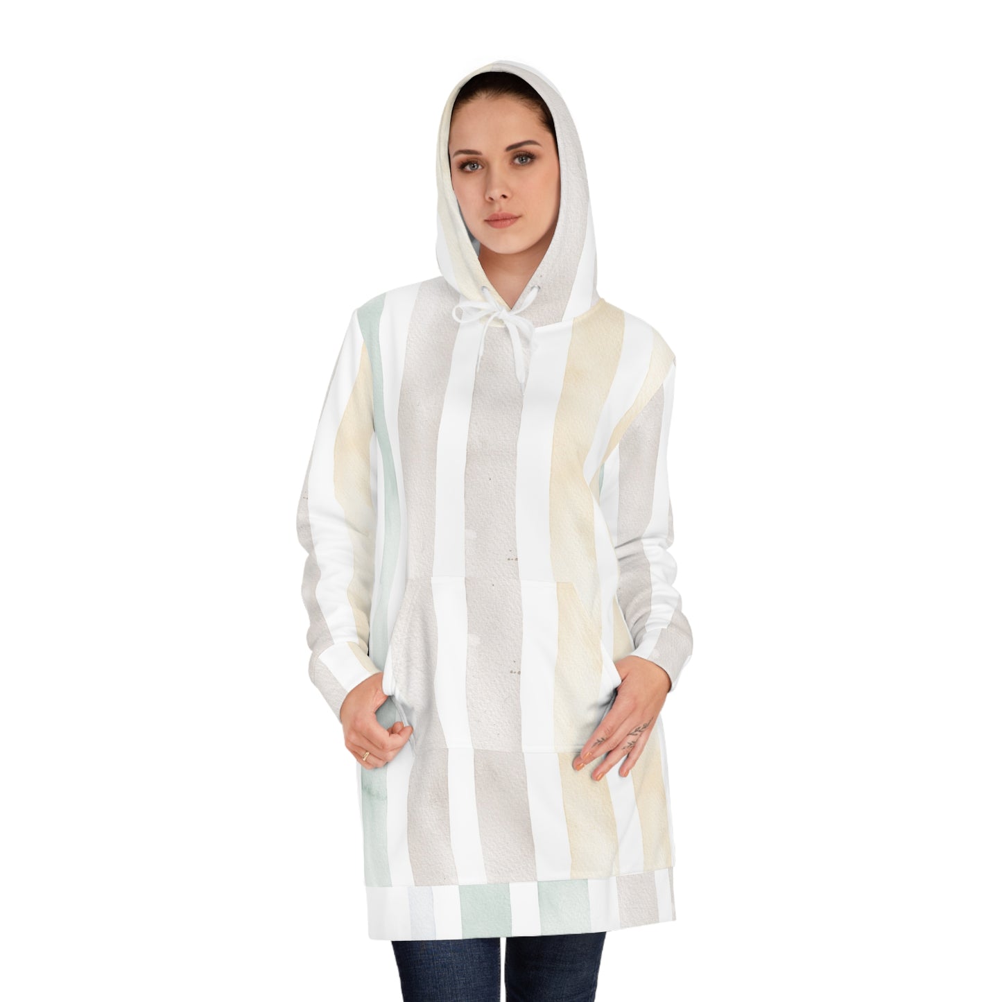 Hoodie Dress Cozy Striped Women's by Mariu del Campo — front view S size