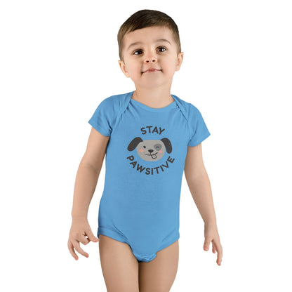 Baby Bodysuit Unisex Short Sleeve Stay Pawsitive — by Mariu del Campo