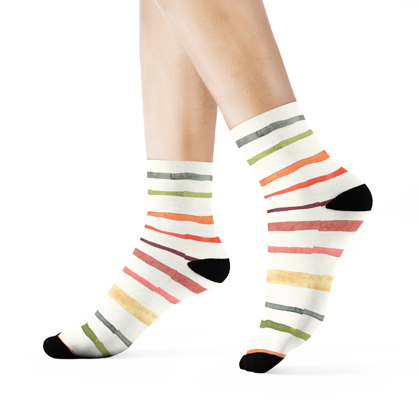 Socks Crew Colors Lines by Mariu del Campo — crew height front view