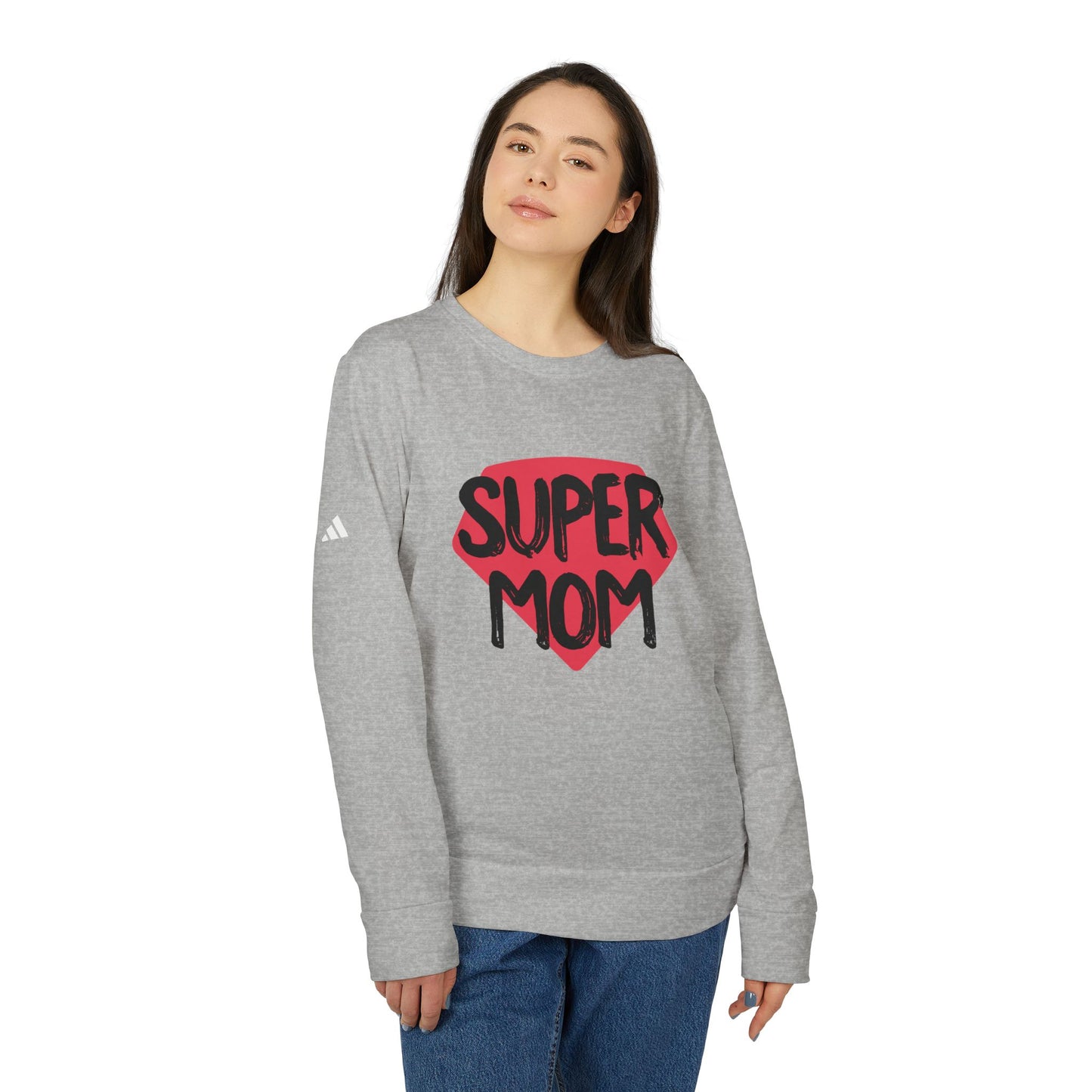 adidas® Unisex Fleece Crewneck Sweatshirt Super Mom by Mariu del Campo.