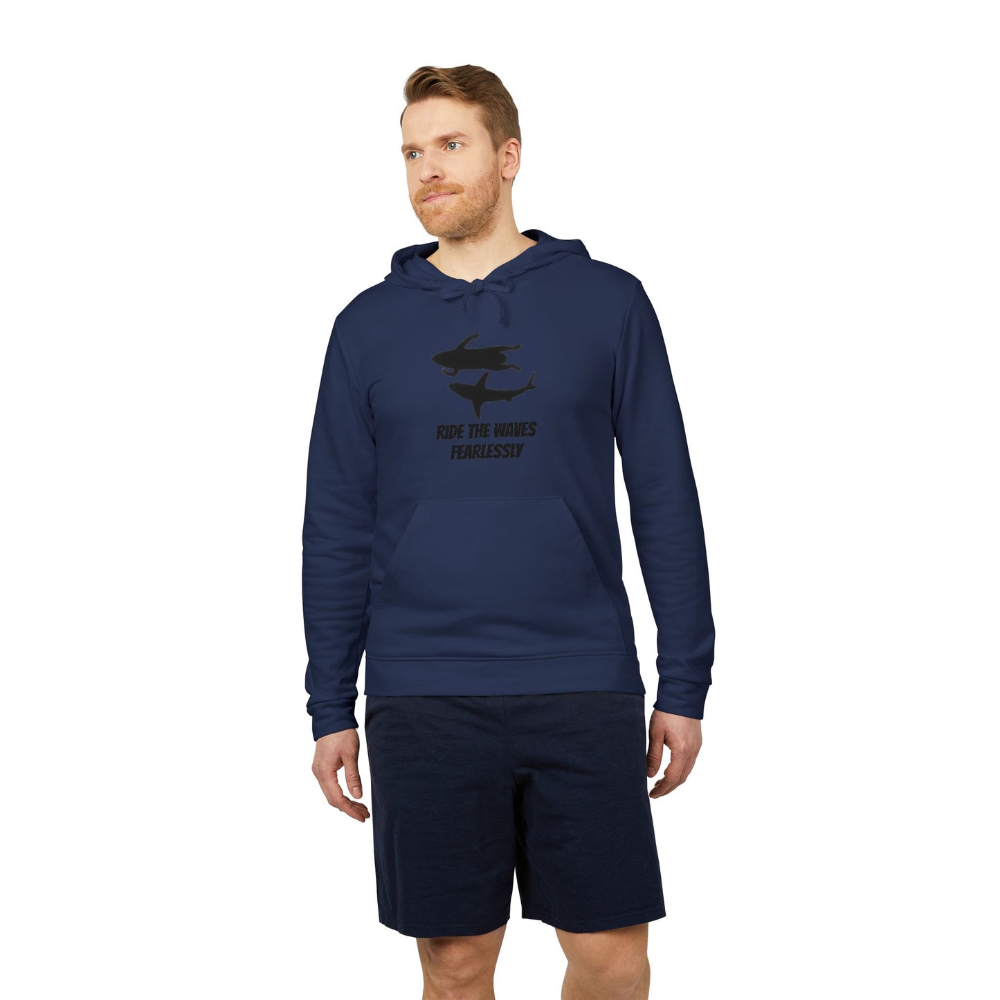 adidas® Unisex Fleece Hoodie Ride the Waves Fearlessly — by Mariu del Campo