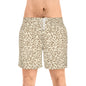 Swim Shorts Unisex Leopard Print by Mariu del Campo — black drawstring front view