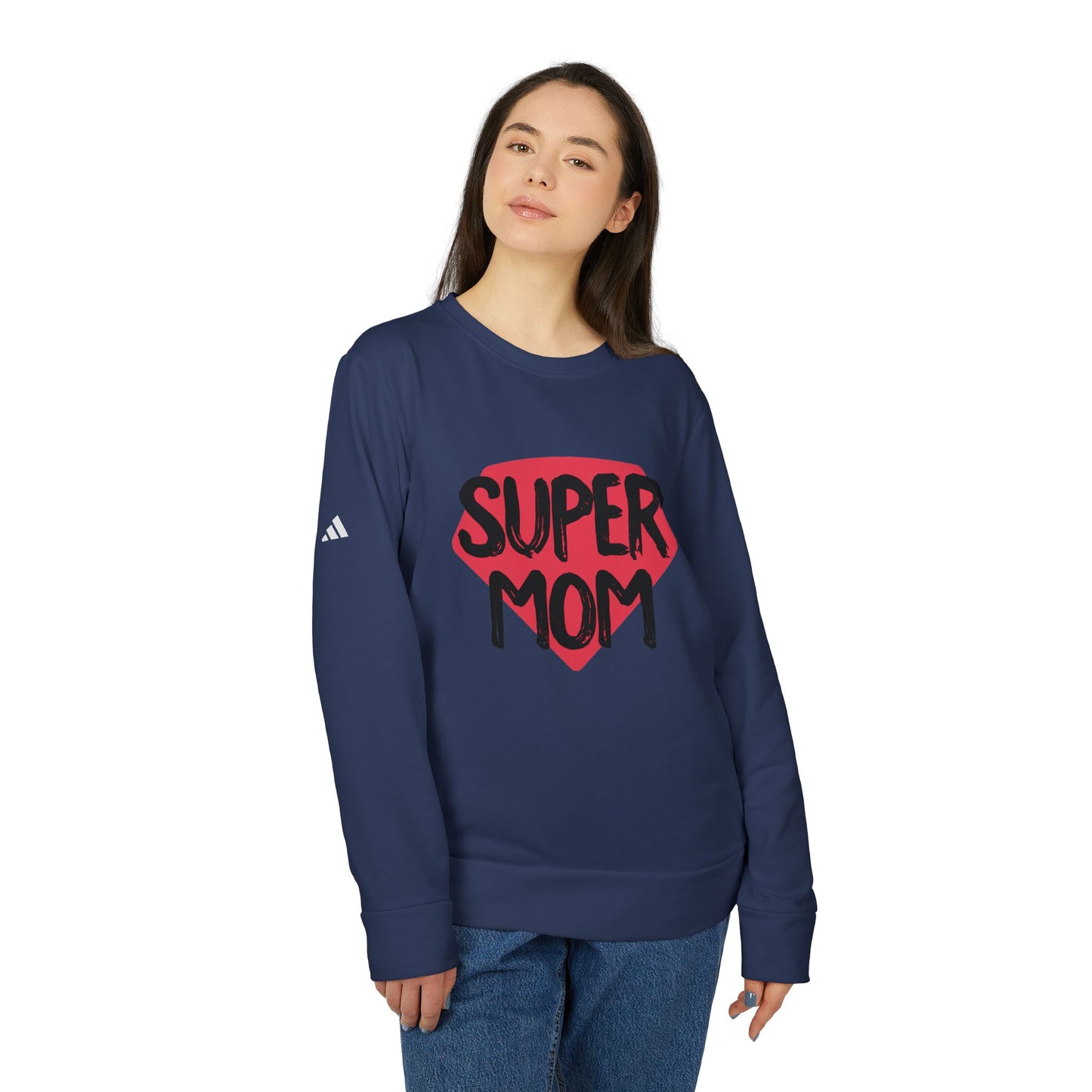 adidas® Unisex Fleece Crewneck Sweatshirt Super Mom — by Mariu del Campo