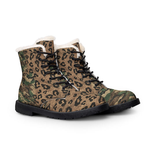 Leather Boots Leopard Camo by Mariu del Campo — black sole EU35 front view