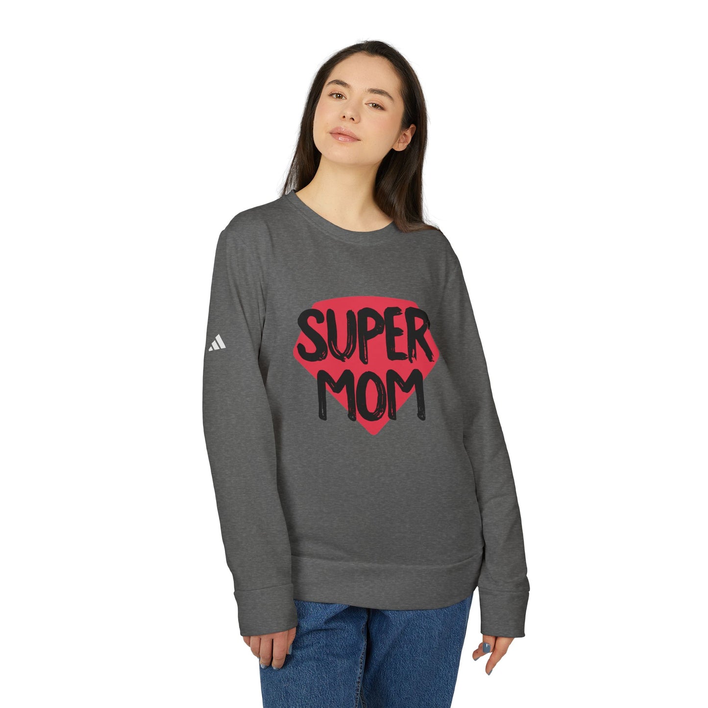 adidas® Unisex Fleece Crewneck Sweatshirt Super Mom — by Mariu del Campo