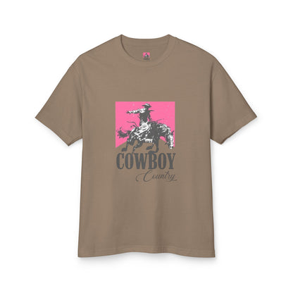 T-Shirt Unisex Cotton CowBoy by Mariu del Campo — faded brown front view