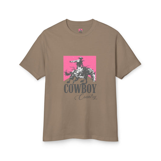 T-Shirt Unisex Cotton CowBoy by Mariu del Campo — faded brown front view