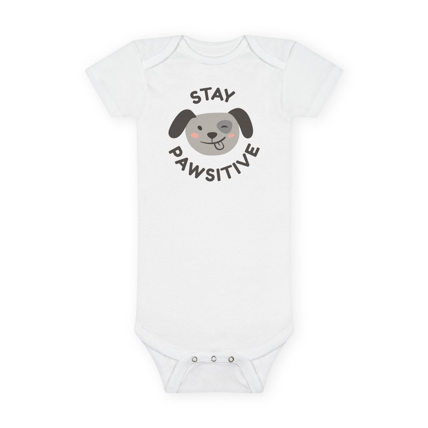 Baby Bodysuit Unisex Short Sleeve Stay Pawsitive — by Mariu del Campo