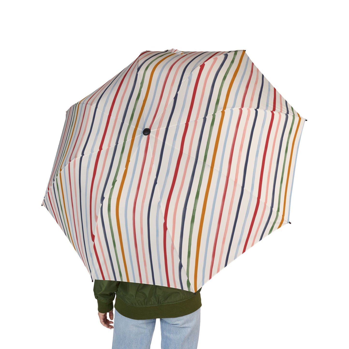 Umbrella Colorful Striped Semi-Automatic - Compact & Stylish Rain Gear by Mariu del Campo.