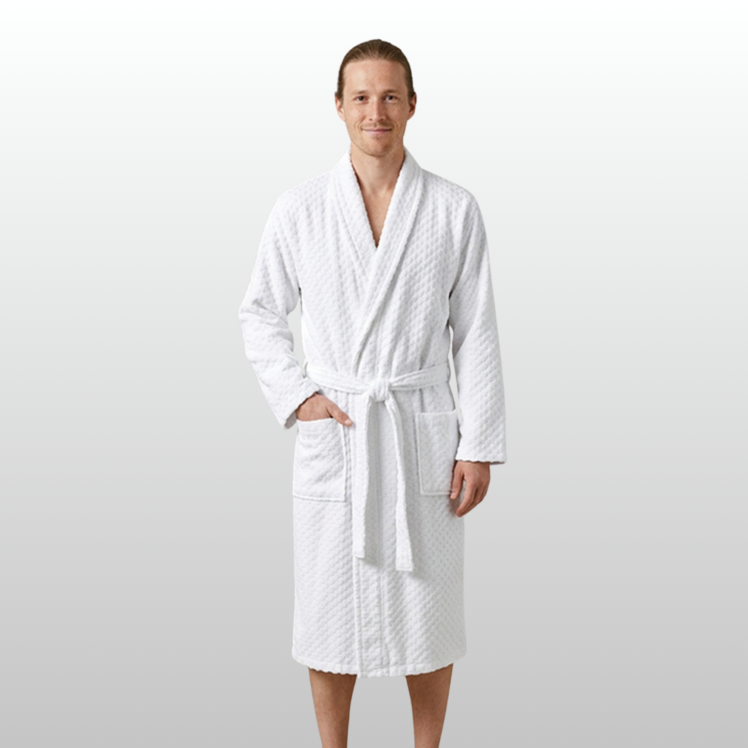 Robe Unisex Terry Shawl Embroidery Surf Club by Mariu del Campo — S/M front view