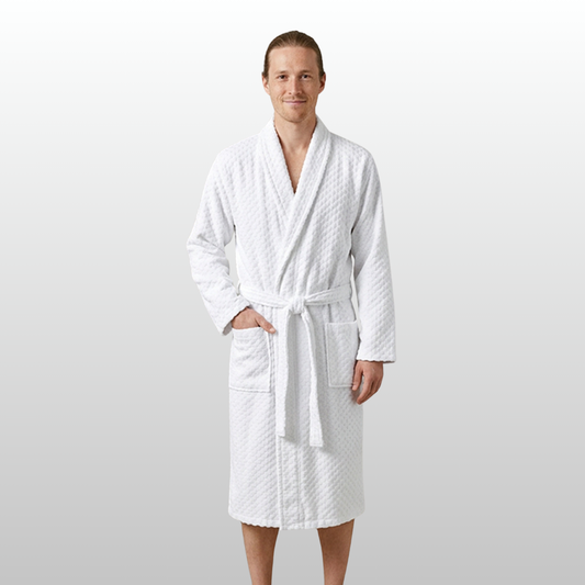 Robe Unisex Terry Shawl Embroidery Surf Club by Mariu del Campo — S/M front view