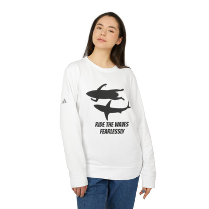 adidas® Unisex Fleece Crewneck Ride the Waves Fearlessly — by Mariu del Campo