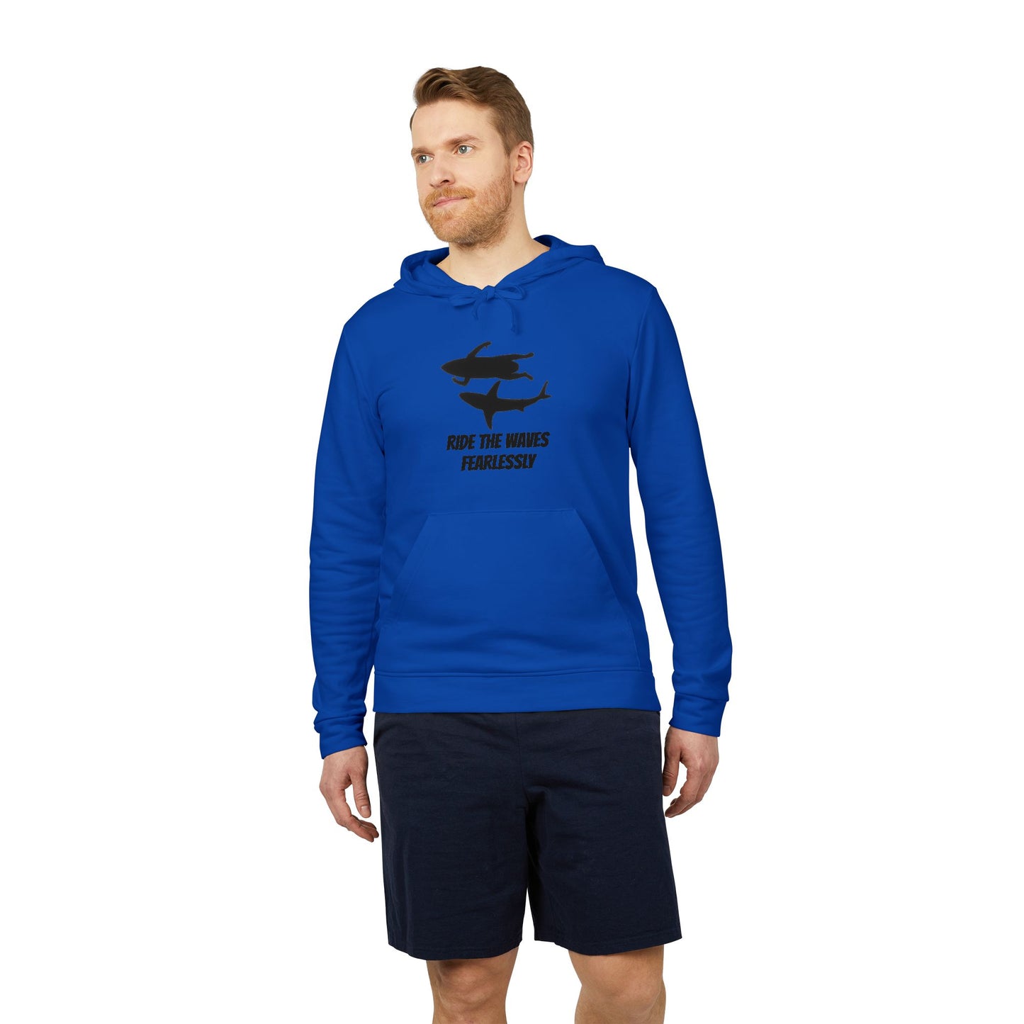 adidas® Unisex Fleece Hoodie Ride the Waves Fearlessly — by Mariu del Campo