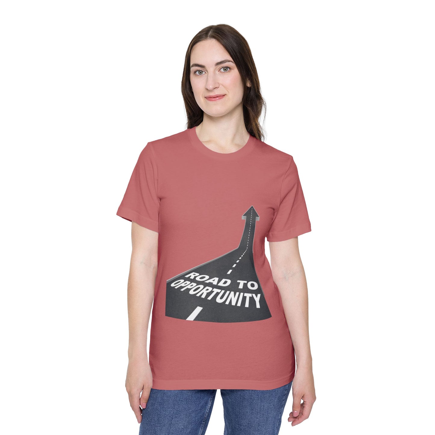 T-Shirt Unisex Road to Opportunity by Mariu del Campo — asphalt front view