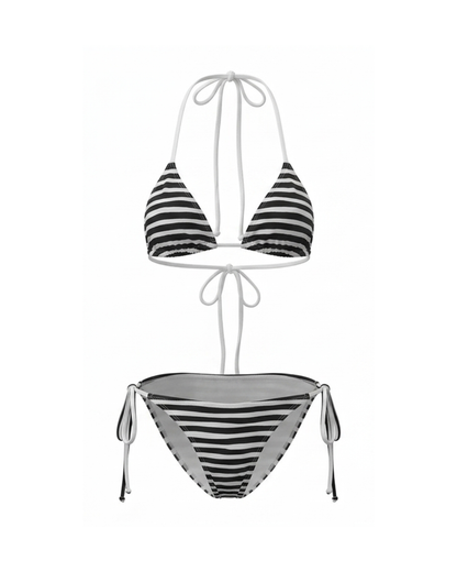 Swimsuit Women's Bikini Black Striped — by Mariu del Campo
