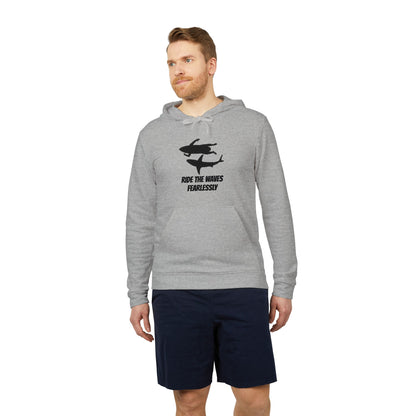 adidas® Unisex Fleece Hoodie Ride the Waves Fearlessly — by Mariu del Campo